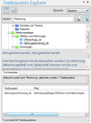 Sofern ein Text über alle Textbausteine gesucht wurde, zeigt die Resultatliste die gefundenen Textbausteine an.