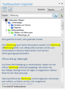 Sofern ein Text im aktuellen Textbaustein gesucht wurde, markiert die Textbaustein-Vorschau alle Treffer gelb.