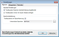 Allgemeine Einstellungen, wie etwa die ausgewählten Sprachen für die Sprachunterstützung.