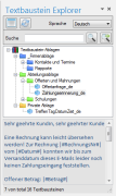 Aufgabenbereich mit Textbaustein-Explorer